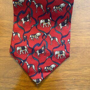 417 by Van Huesen "Carousel" Tie Elephants, Lions, and Grayhounds 100% Silk Tie